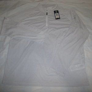 Under Armour Men White Gray Heat Gear Loose Long Sleeve Zip Tee Shirt 3XL